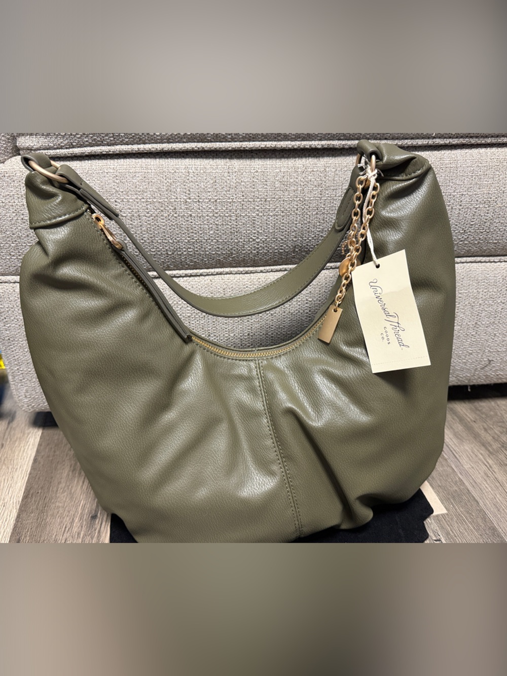 Universal Thread Olive Shoulder Hobo with Chain Accent